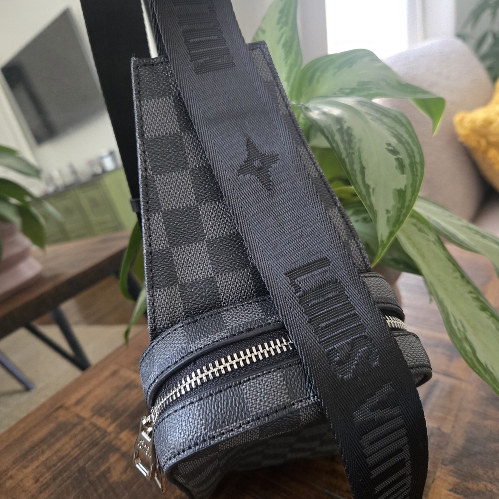 Gray Checkered Belt Bag